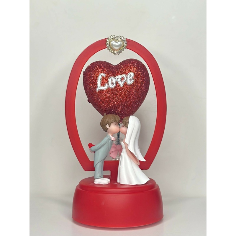 Royal Red Wedding Love Lamp Creative Love Couple Light Gift Set, Anniversary Christmas New Year Valentine’s Decorative Showpiece