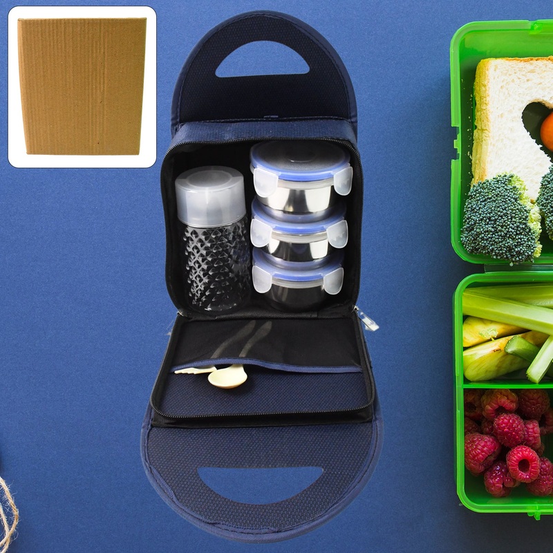 Compact Stainless Steel Airtight Lunch Box Set – 4 pcs (3 Leakproof Containers and 1 Bottle)