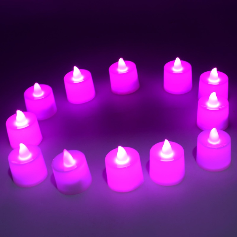 Pink Flameless LED Tealights, Smokeless Plastic Decorative Candles – Led Tea Light Candle For Home Decoration (Pack Of 12pc) ( Diya , Divo , Diva , Deepak , Jyoti)