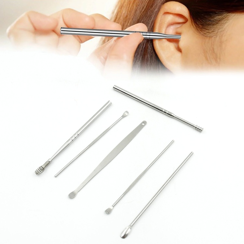 Ear Wax Removal Kit  Portable Ear Cleaning Tool with Keychain Holder (6 Pc)