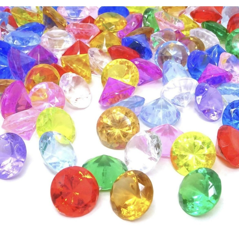 Multicolor Acrylic Diamond Gems  Round Cut Decorative Plastic Crystals for Crafts, Vase Fillers & Party Decor