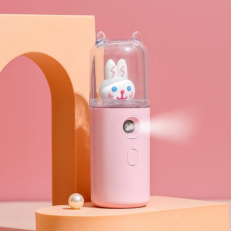 Portable Mini Facial Steamer  USB Rechargeable Nano Mist Sprayer with Cute Cartoon Design