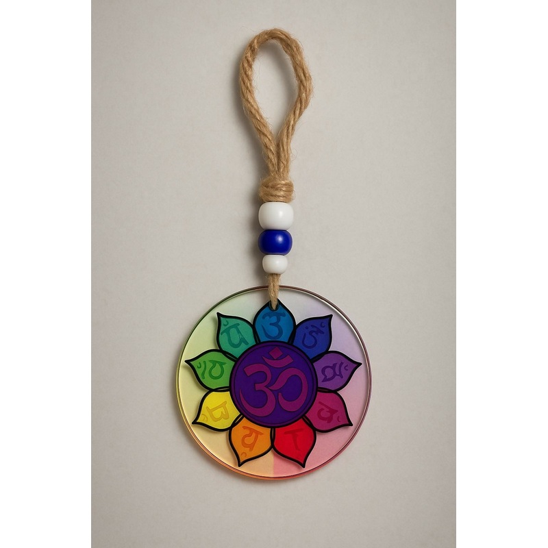Rainbow Chakra Om Hanging Decor  Spiritual Car/Wall Hanging Ornament