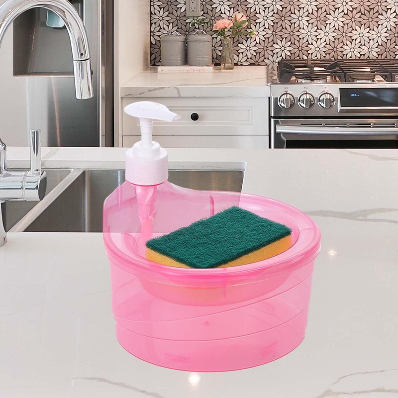 2-in-1 Double Layer Liquid Soap Dispenser with Pump & Sponge  Practical Kitchen & Hotel Sink Soap Pump Bottle (Rectangle)