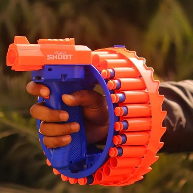 Amazing Toy Gun, Electric Gun for Children, 28 Soft Bullets for Youth Safety, Children’s Electric Hand Ring Wheel Soft Bullet Gun, Gift Toys