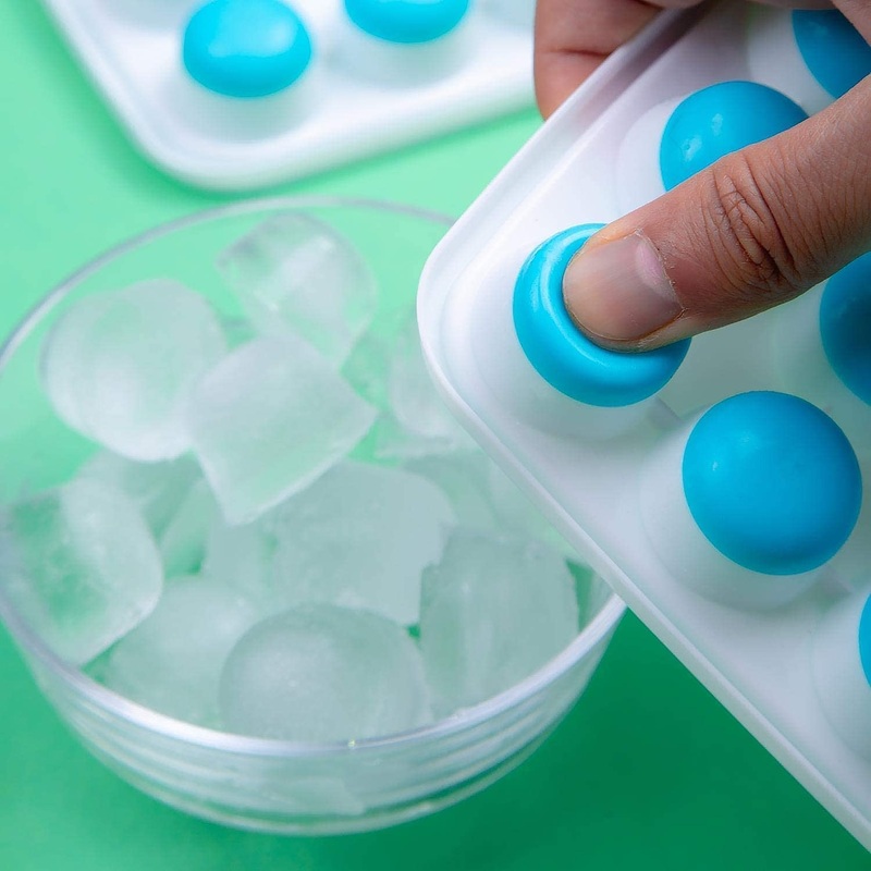 21 Cavity  Up Ice Cube Trays-Easy Release, Flexible Silicone Bottom – Stackable, BPA Free, Food Grade – for Convenient Freezer Ice Making (2 Pc Set)