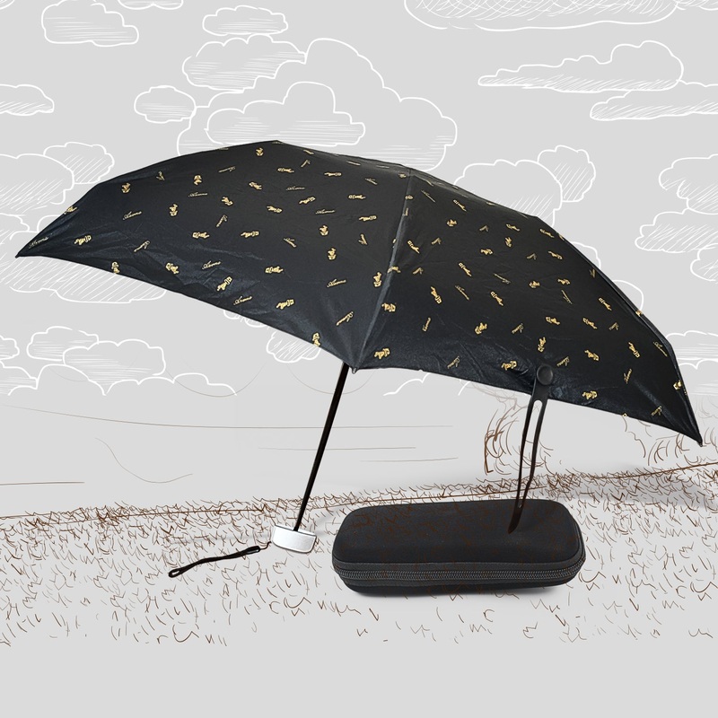 3-Fold Cute Umbrella  Sun & Rain Protection, UV Shield (1 Pc / With Zip Case)