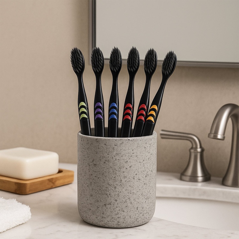 Soft Toothbrush With Plastic Round Box for Men and Women, Kids, AdultsPlastic Toothbrush (10 pcs Set)