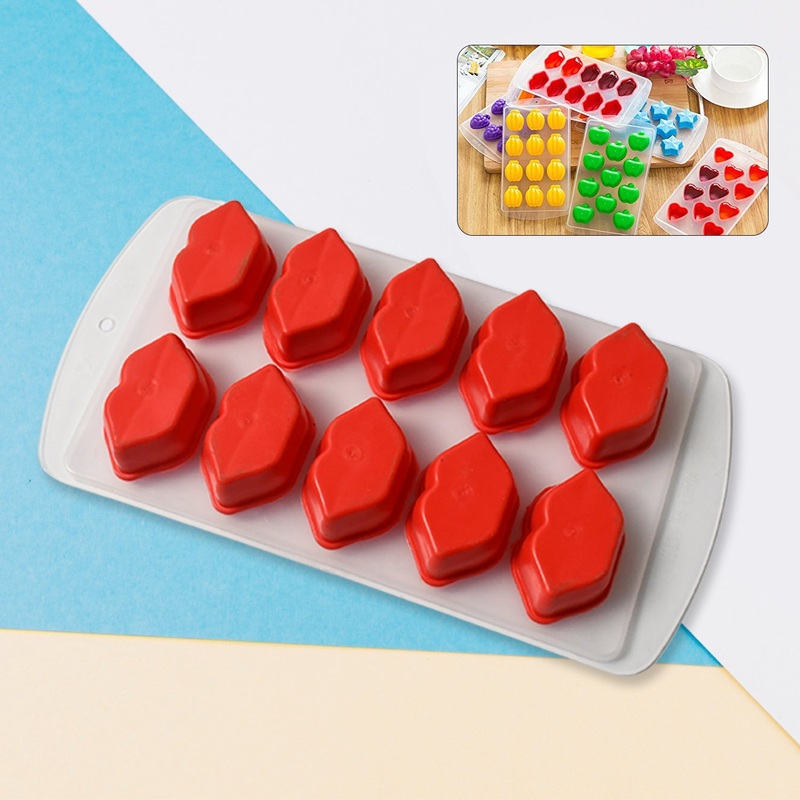 Silicone Mold Ice Cube Tray Creative Sweet Multi Type Ice Tray , Ice Cube Trays Multi Fruit Shape Ice Tray (1 Pc)