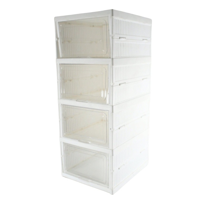Stackable Multifunctional Storage, for Clothes Foldable Drawer Shelf Basket Utility Cart Rack Storage Organizer Cart for Kitchen, Pantry Closet, Bedroom, Bathroom, Laundry (3 Layer / 1 Pc)