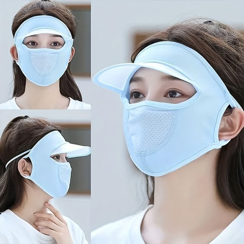 Women’s Full Face UV Protection Cap with Built-in Mask and Wide Brim Visor  Breathable (1 Pc)