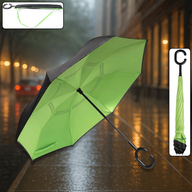 Foldable UV & Rain Umbrella with C-Shaped Handle  Kids (1 Pc / Mix Color)