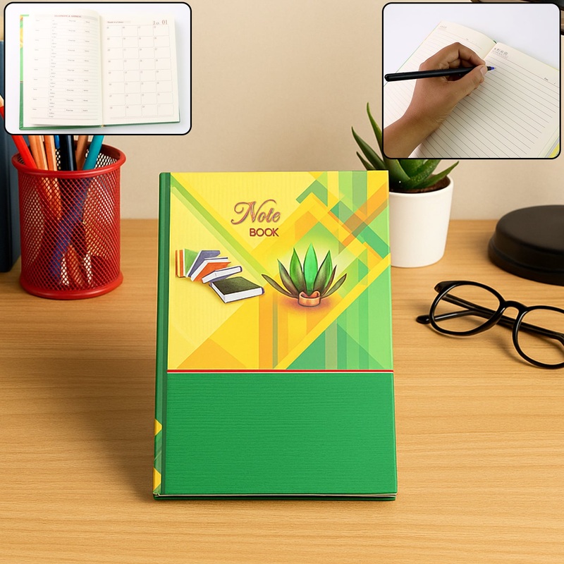 Hardcover Ruled Notebook with Calendar, Diary & 160 Pages 22×16 cm (1 Pc)