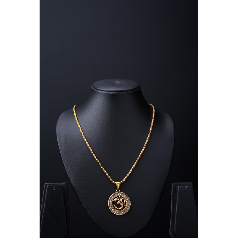 Om Diamond Pendant Gold Plated Gold-plated Brass