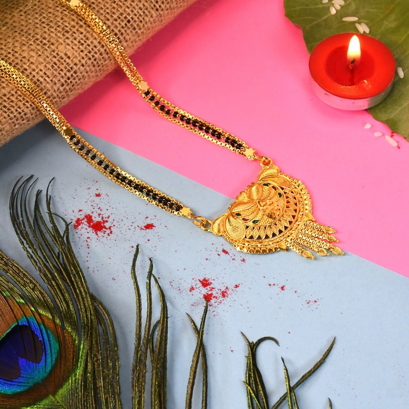 Golden Mangalsutra With Black Beads