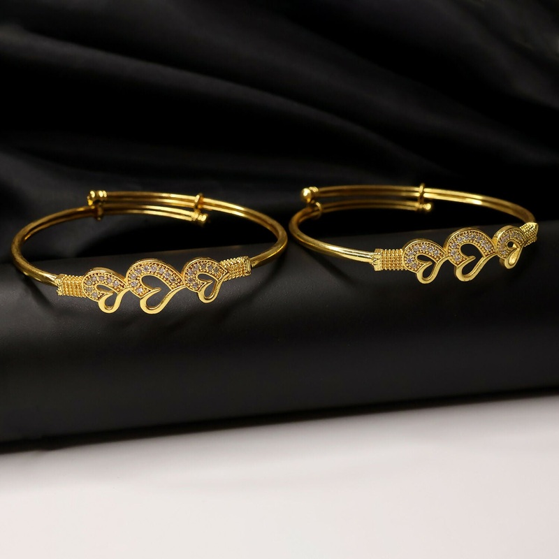 Heart Bangles With Sparking Stone Accents