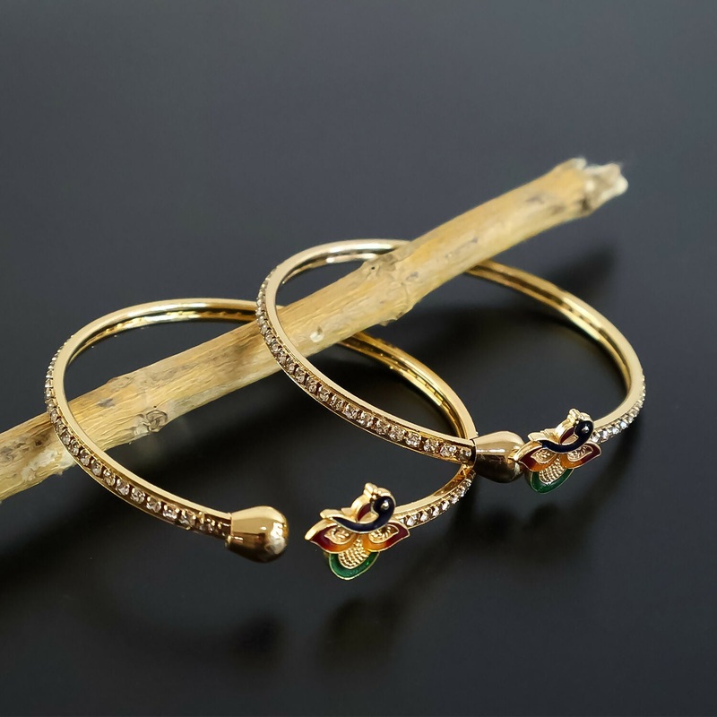 Peacock Bangles With Stones And Colorful Finish