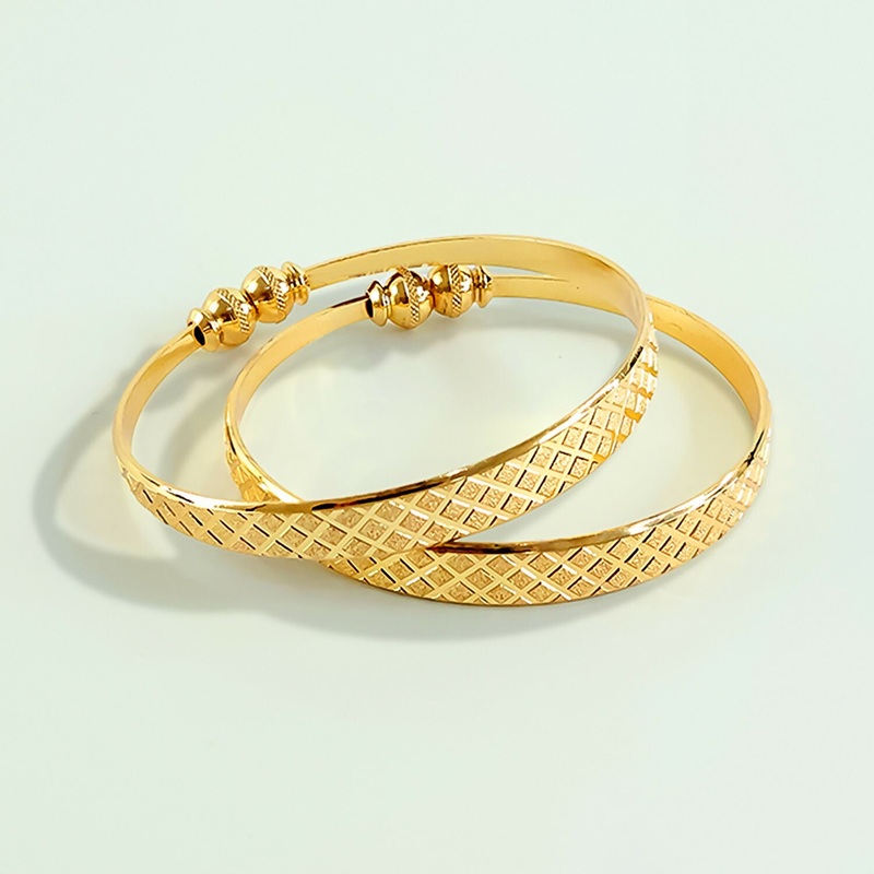 Textured Pattern Bangles with Beaded Accents