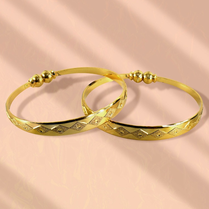 Textured Traditional-Style Bangles with Beaded Detailing