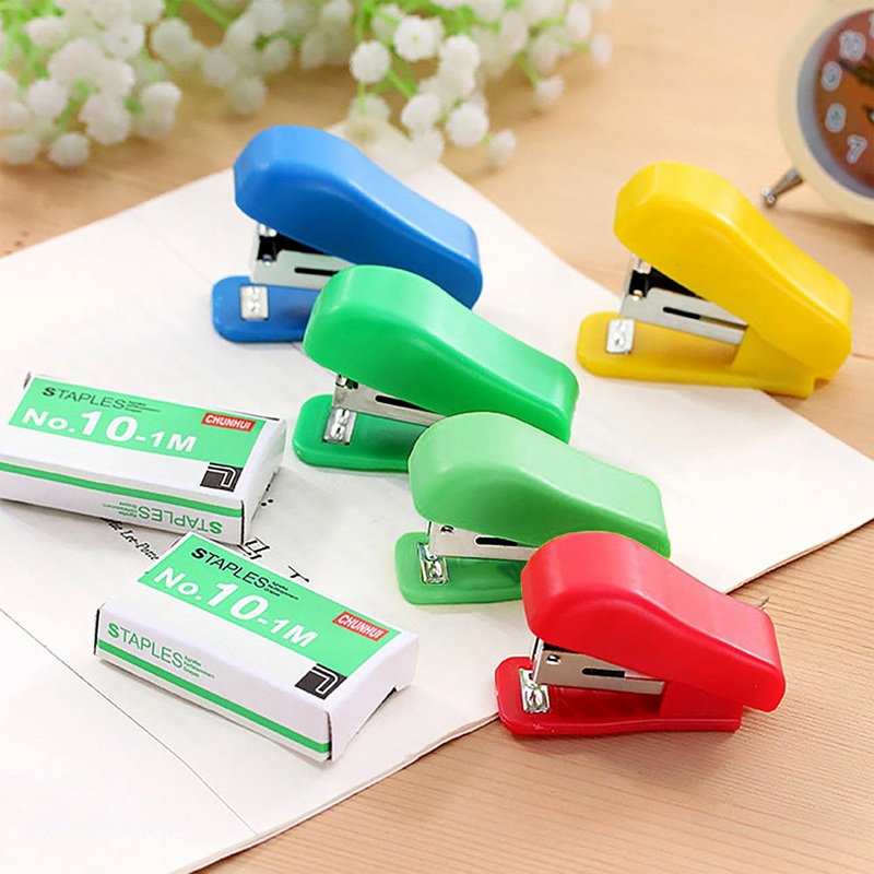 Mini Stapler Set  with Staples  Assorted Colors | No.10 Staplers with Pins (20 pcs Set)