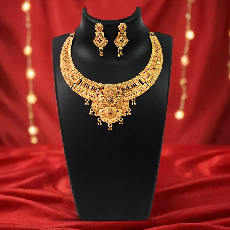Glamorous Gold Plated Necklace Set – Shine Brigh