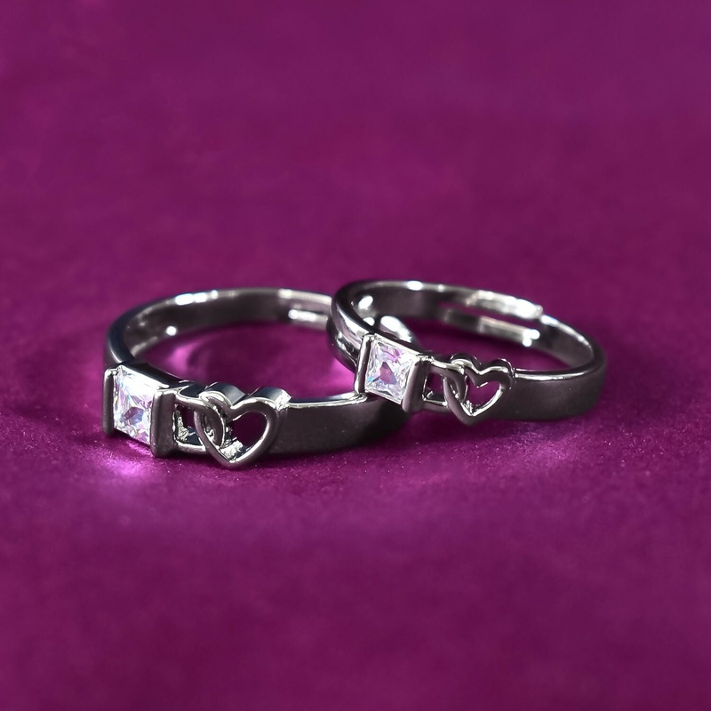 Heart Design Shape Couple Ring Set For Valentines