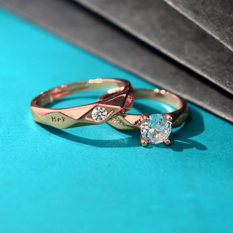 Royal Diamond Ring Set  King & Queen Prints for Him and Her