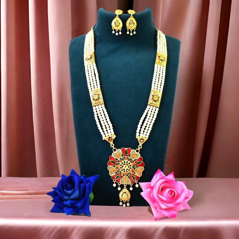Timeless Moti Necklace and Earring Set – Pure Pearl Perfection