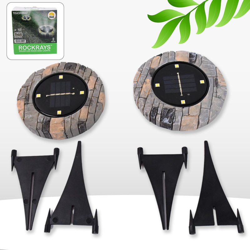 Disk Lights Slate  Heavy Duty Outdoor Solar Pathway Lights  4 LED (2 Pc)