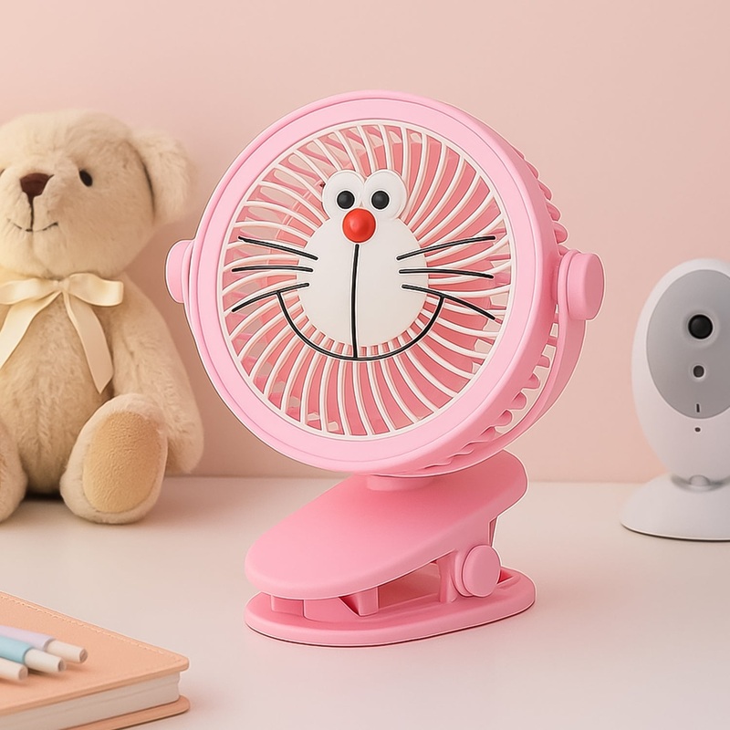 USB Portable Mini Desk Fan with Light  Personal Table Fan for Office, School & Home Use (1 PC)