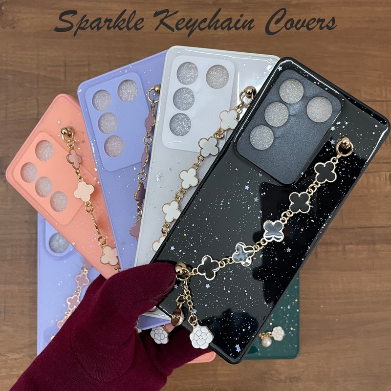Sparkle Covers With Keychain Case For Vivo Y35