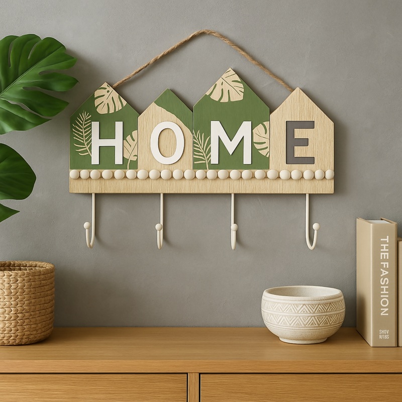 Leafy Home Wooden Key Holder