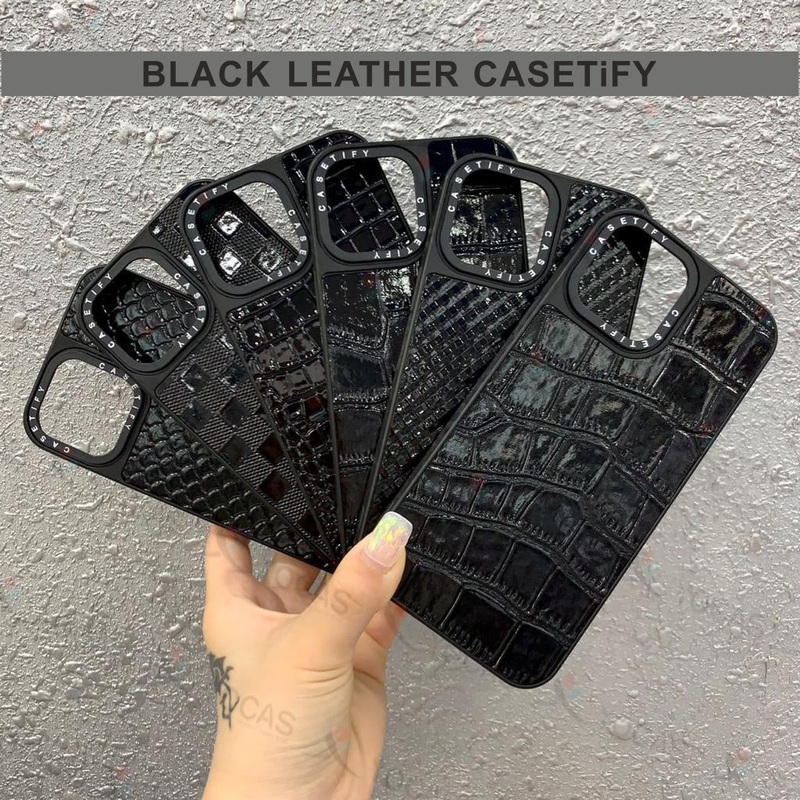 Black Leather Casetify Case Case For Realme C25Y