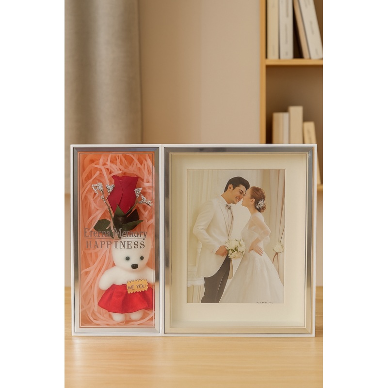 Forever Love LED Wedding Photo Frame with Teddy & Rose