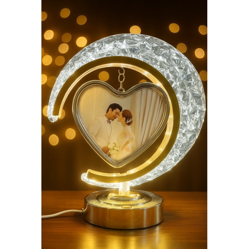 MoonGlow Heart LED Photo Frame Lamp  Personalized Couple Night Light