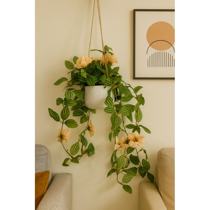 PeachBloom Vine Pot Artificial Grass Plant with Pot Plant for Home, Office, Party, Wedding Decor