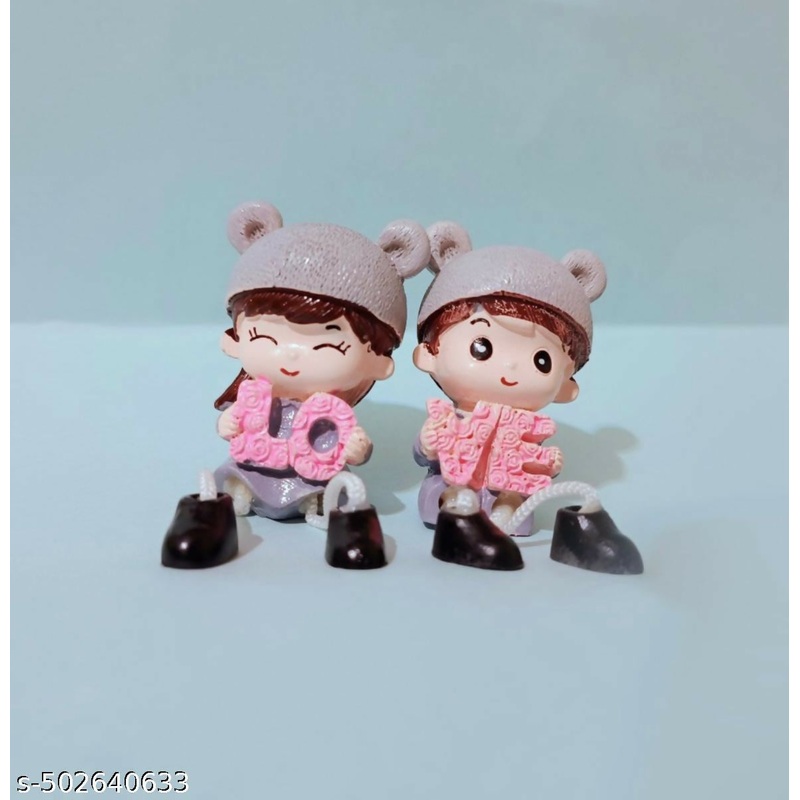 Cute Love Couple Miniature Showpiece  LOVE Letter Dolls Cute couple Hanging Legs Set of 2 pc for Love Gift, Valentines Day, Anniversary Decorative Showpiece