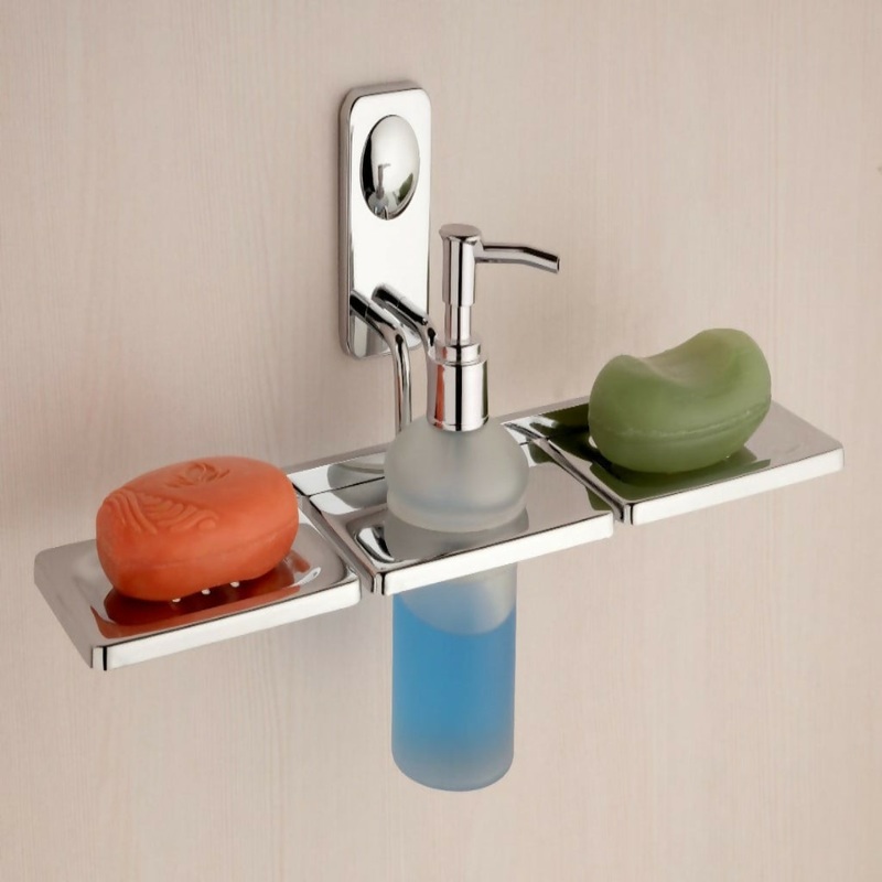 STAINLESS STEEL 1016 LIQUID DISPENSER WITH DOUBLE SOAP DISH