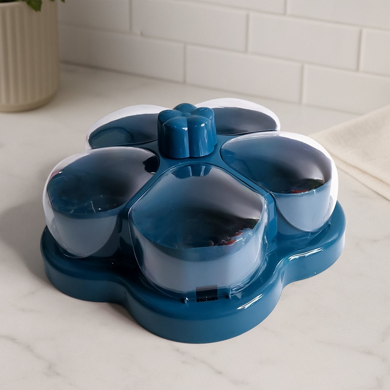 Supermom Lotus Shape Rotating Dry Fruit & Snack Organizer Box with Compartments (1 Pc)