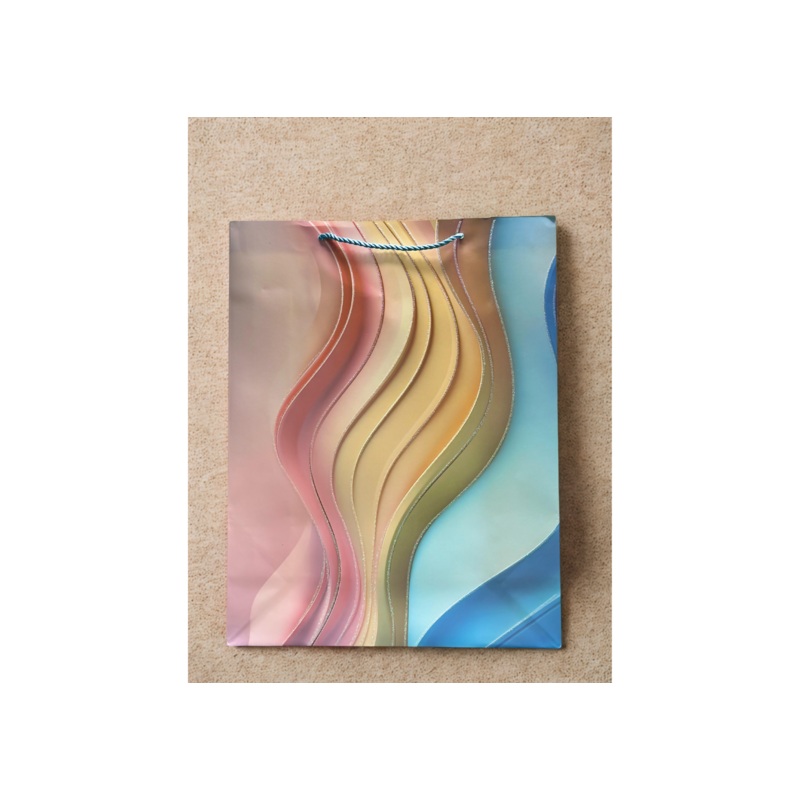 Aurora Luxe  Wave Pattern Gift Bag Set (Set of 4) Bags for Kids Birthday Baby Shower Wedding Festivals Holiday Party