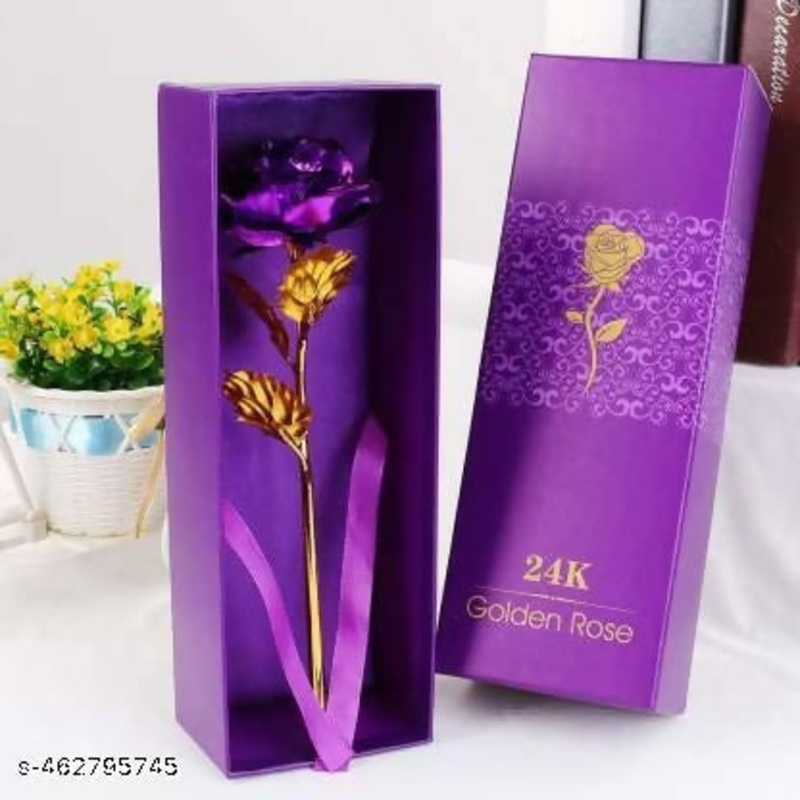 Golden 24K Purple Rose  A Timeless Gift of Elegance and Enchantment Designer 24k Gold Rose for Gifting Purple Rose Rose with Gift Box Best Gift on Valentine’s Day, Rose Day.