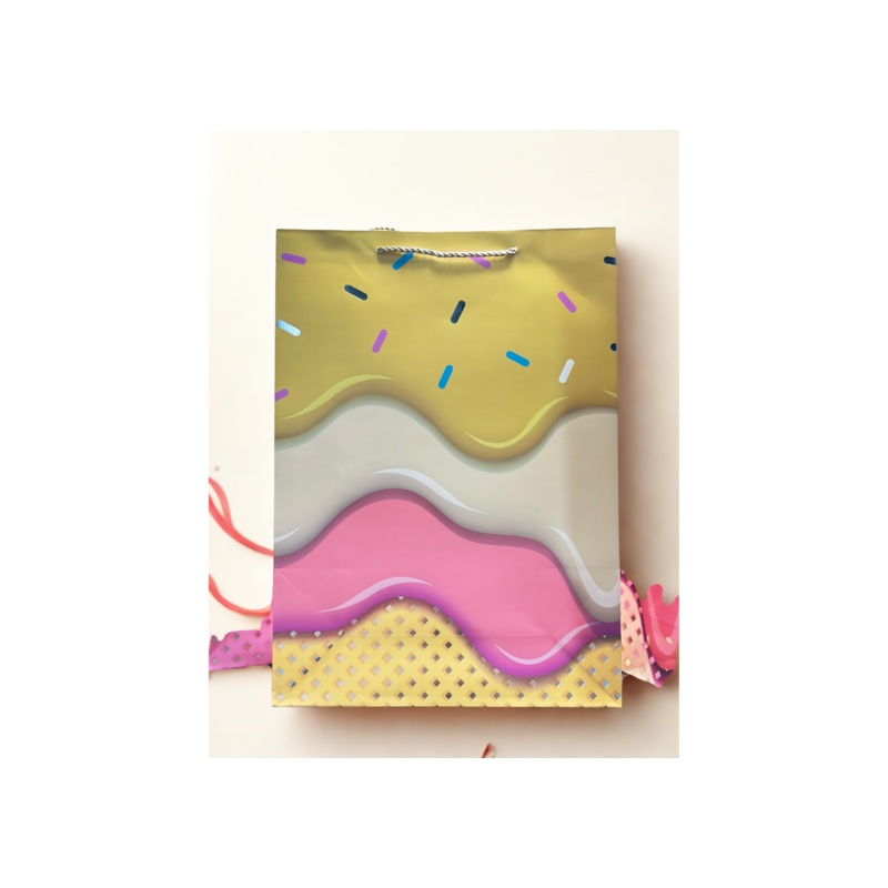 Sprinkle Swirl Delight Gift Bags (Set of 4) Gift Bags with Handles Bags for Kids Birthday Baby Shower Wedding Festivals Holiday Party