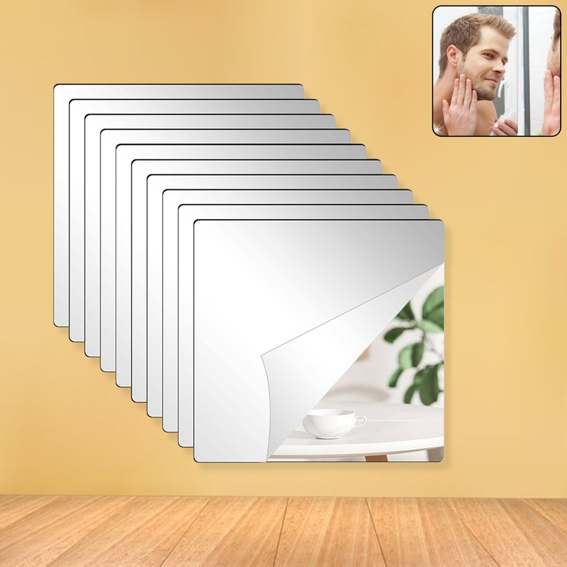 Flexible Acrylic Mirror Set (30×30 cm & 10 Pcs Set)