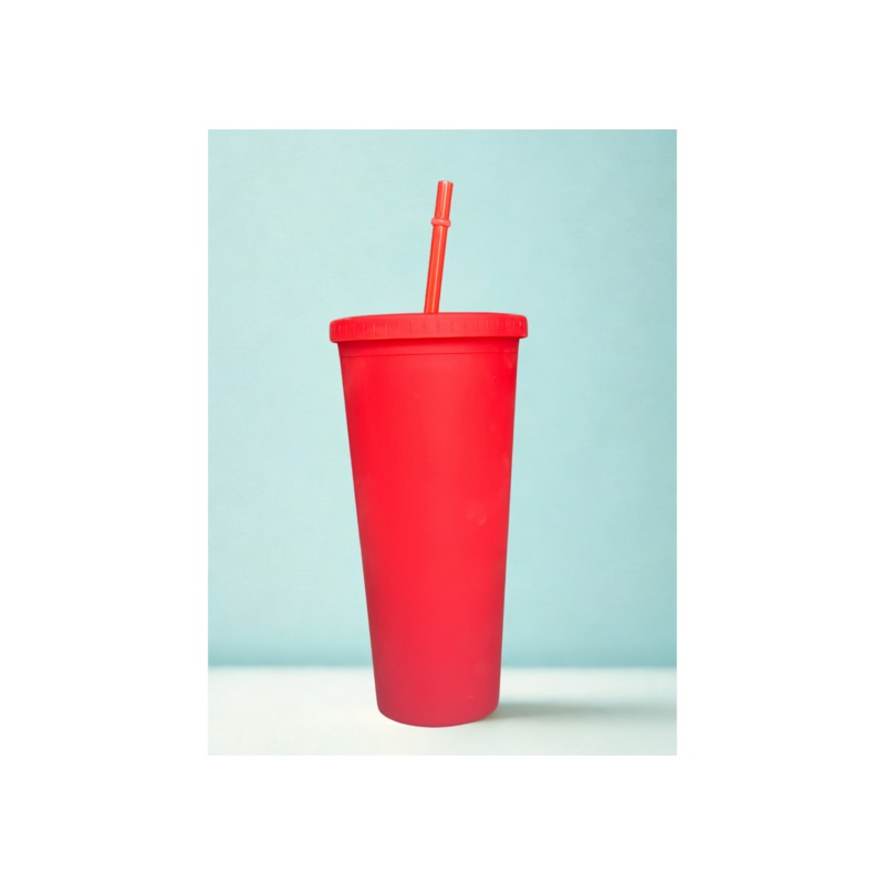 SipMate  Red Reusable Tumbler with Straw Simple Modern Insulated Tumbler Cup with Straw Lid and Flip Lid | Reusable Water Bottle for Cold Brew Tea Iced Coffee Travel Mug | Classic Collection