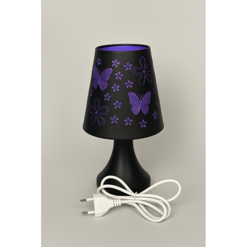 FlutterBloom Lamp Purple Table Lamp Bedroom Bedside Remote Control Touch Dimmable Simple Modern Engraving Night Light