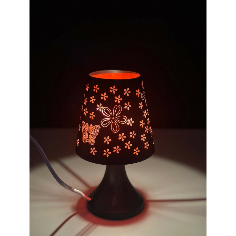 FlutterBloom Lamp Red Modern Creative Personality Carved Beautiful Butterfly Pattern Cloth Cover Wrought Iron Chassis Strong and Durable Living Room Study Bedroom Bedside Home Decoration Desk Lamp Decorative