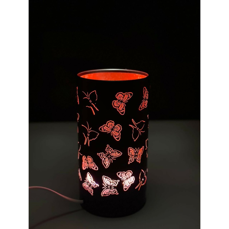 Luminous Butterfly Glow Lamp Modern Creative Personality Carved Beautiful Butterfly Pattern Cloth Cover Wrought Iron Chassis Strong and Durable Living Room Study Bedroom Bedside Home Decoration Desk Lamp Decorative