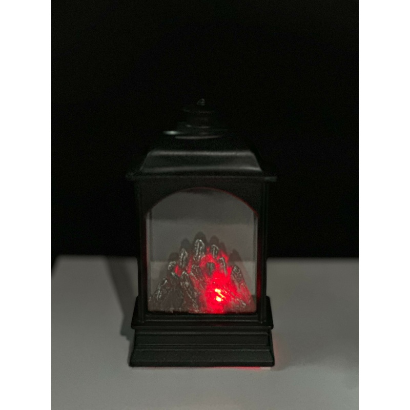 Mini LED Fireplace Lantern Black