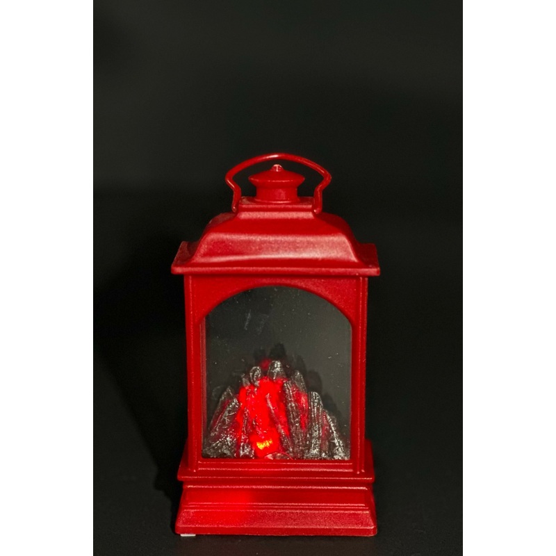 Mini LED Fireplace Lantern Red
