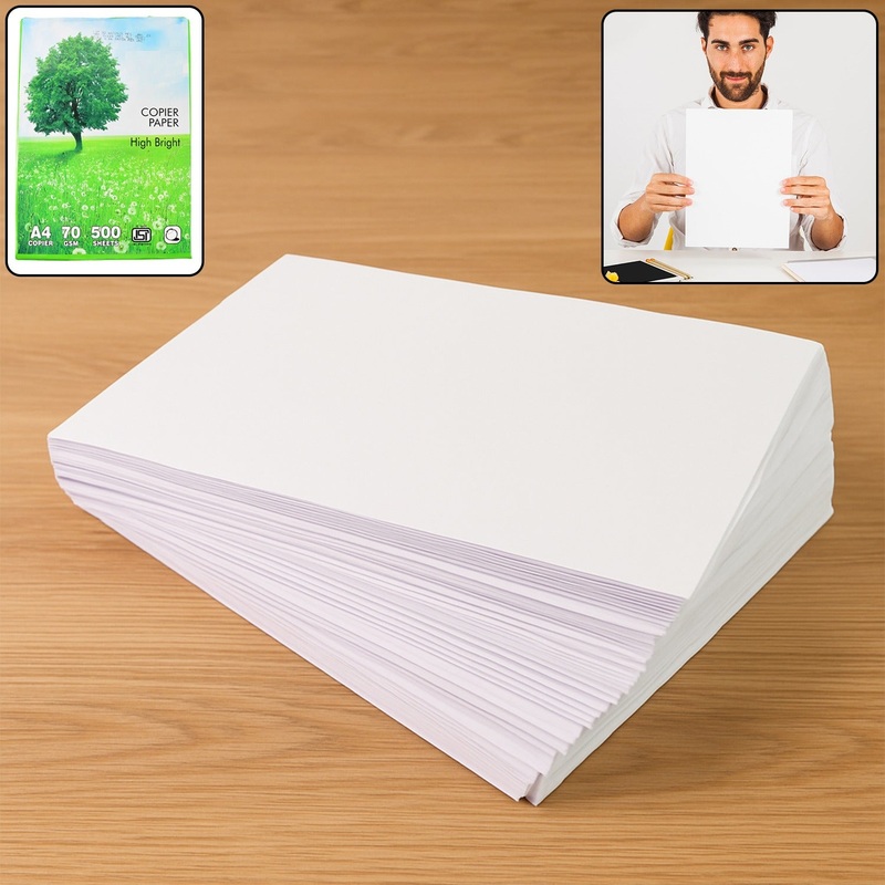 A4 Size High Bright Copier Paper  70 GSM  Pack of 500 Sheets